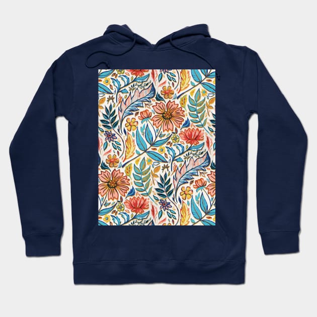 Vivid Colorful Art Nouveau Floral Hoodie by micklyn